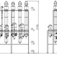 Unité d'évaporation pour barde de distillerie, à quatre coques 474 m2 complète