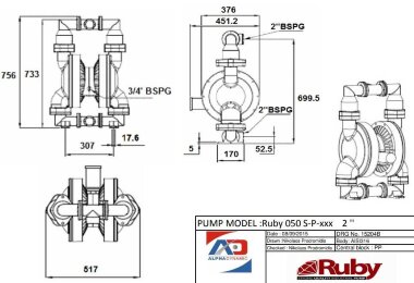 RUBY FDA 050S-W-TSS-T Pneumatische Membranpumpe — BTS Engineering
