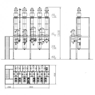 6,1T вакуум-выпарная установка упаривания послеспиртовой барды (фугата) для спиртзавода 3000 дал/сутки — BTS Engineering