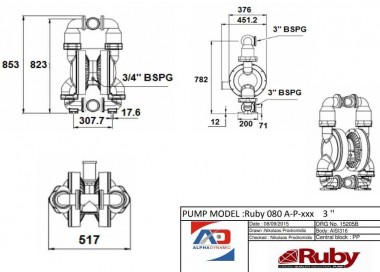 RUBY FDA 080S-W-ZST-T pneumatic diaphragm pump — BTS Engineering