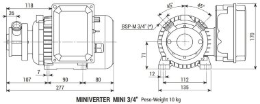 Импеллерный насос для виноградного сусла LIVERANI MINIVERTER MINI 3/4&quot; NR MF 0,56 кВт, 285-1400 об/мин, 220В моноблочный со встроенным частотником — BTS Engineering