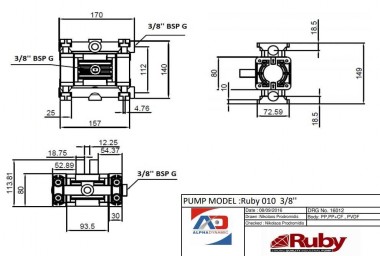 Bomba neumática de diafragma RUBY 010P-P-NTPT-F — BTS Engineering
