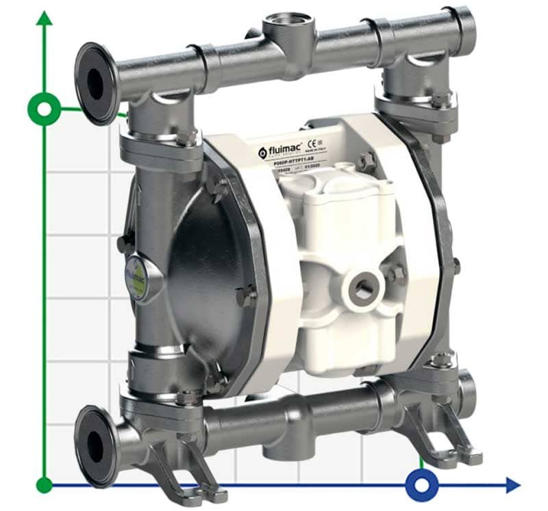 PF0060 pneumatic diaphragm pump for cosmetics FLUIMAC PHOENIX FOOD AISI316, 65 l/min фото 1 — BTS Engineering