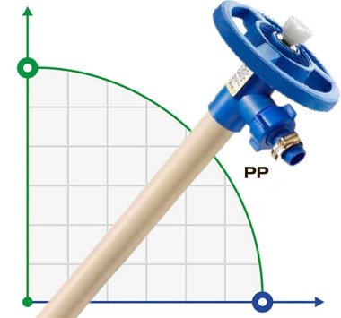 Pumping part (pipe) of the FLUIMAC NETTUNE drum pump made of PP (shaft AISI 316), 1200 mm, Ø41 mm — BTS Engineering