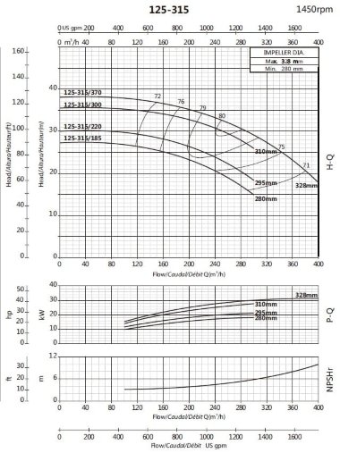 Консольный насос для полива BSM4 125-315/220 (200/26,5), 22kW, 1450 — BTS Engineering