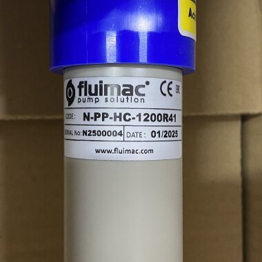 Pieza de bombeo (tubo) de la bomba de trasvase FLUIMAC NETTUNE de PP (eje HASTELLOY 2.4610), 1200 mm, Ø41 mm — BTS Engineering