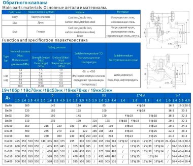 Зворотний фланцевий клапан з чавунним корпусом 19ч16бр DN150 PN16, ГОСТ — BTS Engineering