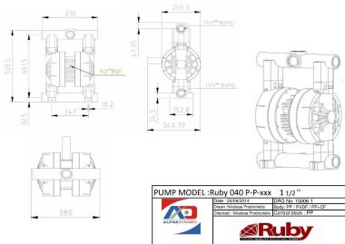 Pompe à membrane pneumatique RUBY 040P-P-TPT-F — BTS Engineering