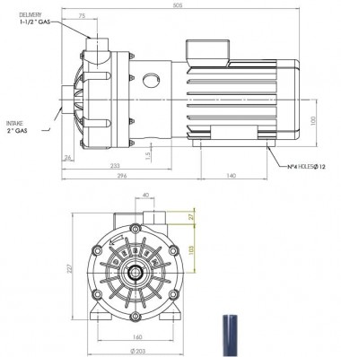 Горизонтальный центробежный насос МВ 140 PP, LIP SEAL, VITON — BTS Engineering