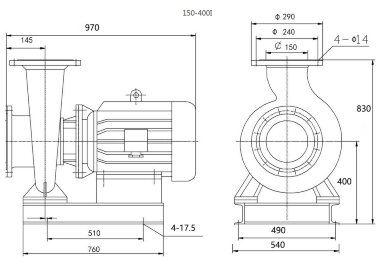BGWH 150-400 (I) (200/50), 45kW, 1480 Horizontal Edelstahlpumpe — BTS Engineering