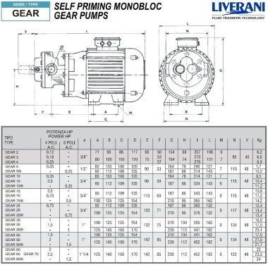 Шестеренчатый насос для перекачки мыла, шампуней, гелей LIVERANI GEAR 5-G/M MF 0,37 кВт, 1400 об/мин, 220 В — BTS Engineering