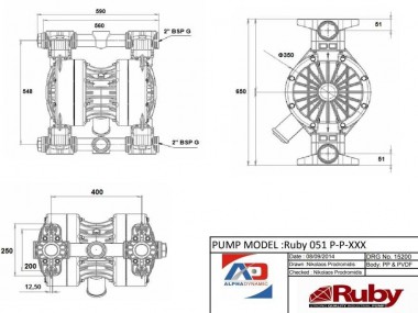 Pompe à membrane pneumatique RUBY 051P-P-TPT-T — BTS Engineering