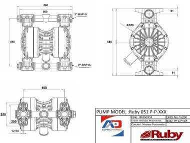 Pompe à membrane pneumatique RUBY 051P-P-EPT-E — BTS Engineering
