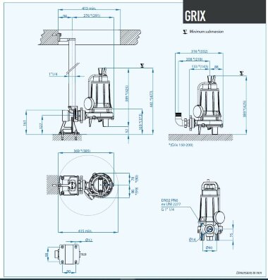 Погружной насос Dreno GRIX 32-2/110 M с системой измельчения — BTS Engineering