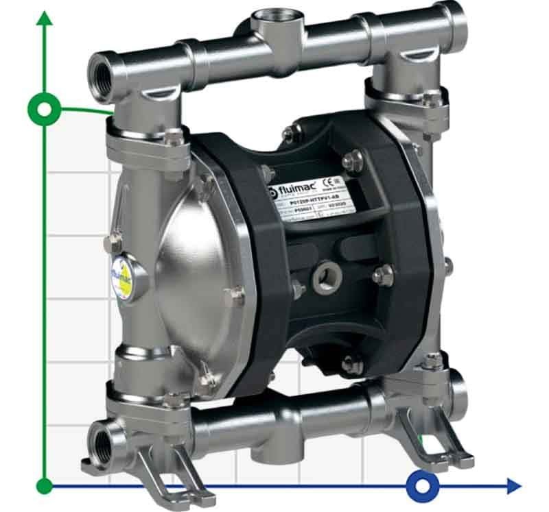 Bomba neumática de membrana para coagulante PHOENIX P55 AISI316 HYTREL+PTFE, 55 l/min фото 1 — BTS Engineering
