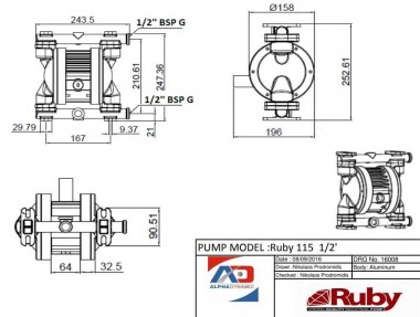 RUBY 115A-P-NAN-N pneumatic diaphragm pump — BTS Engineering
