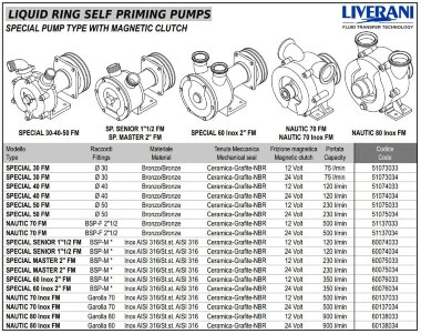 Вихревой насос для перекачки чернил LIVERANI NAUTIC 80 Inox FM 24V, 900 л/мин, AISI 316, без двигателя — BTS Engineering