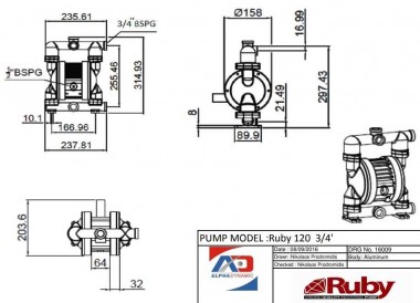 Pompe à membrane pneumatique RUBY 120A-P-NAN-N — BTS Engineering