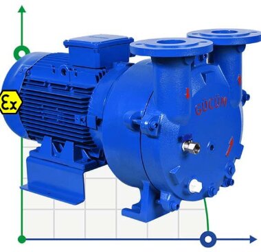 Bomba de vacío para la regeneración de tamices moleculares GMVP 230/120 con motor de 5,5 kW a 1450 rpm y 50 Hz en diseño antideflagrante — BTS Engineering