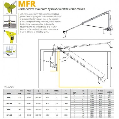 Mélangeur tracteur Veneroni MFR 2/540, 7m avec rotation hydraulique de la colonne — BTS Engineering