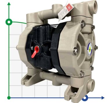Pneumatyczna pompa membranowa PHOENIX P60 PP HYTREL+PTFE, 65 l/min do kwasu octowego — BTS Engineering