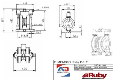 RUBY 150A-P-TAT-T насос пневматический мембранный — BTS Engineering