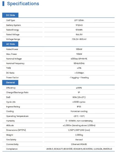 Armario ESS todo en uno refrigerado por aire LiFePO4 ESS ECO E100WX — BTS Engineering