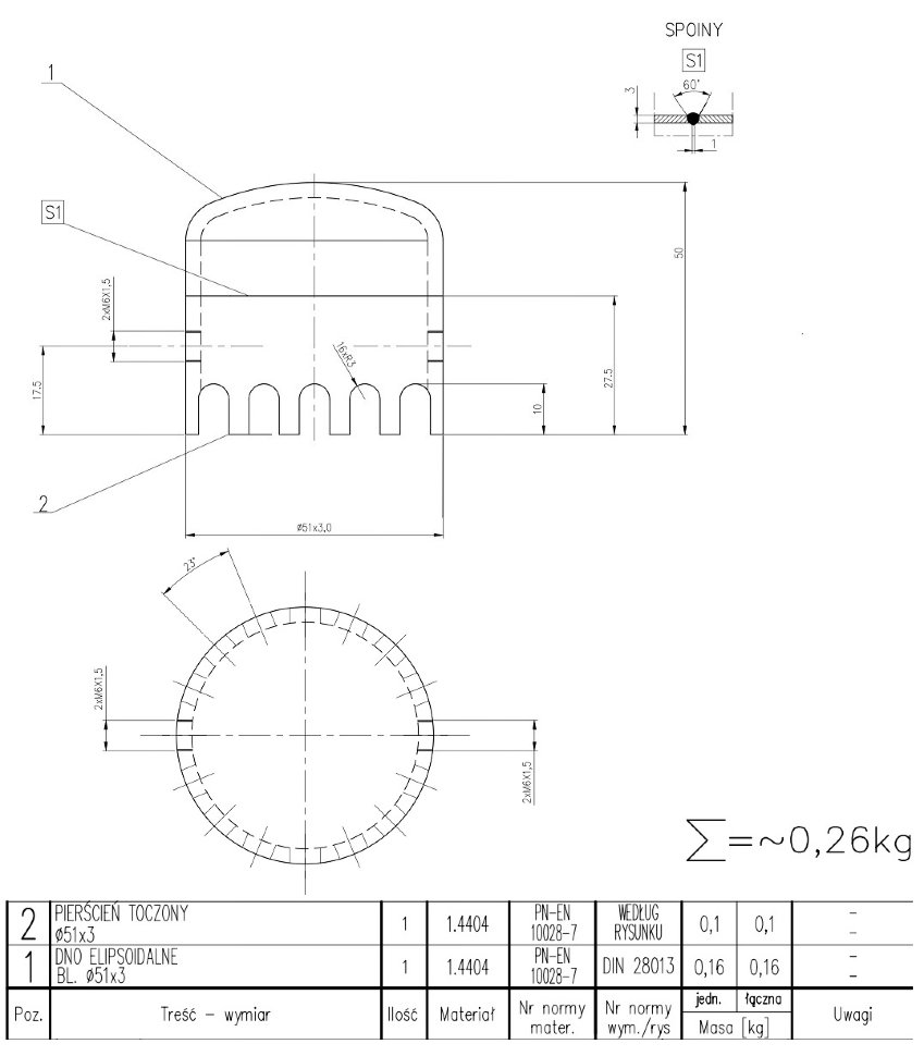 Колпачок дистилляционной, ректификационной колонны ф51x3mm из нержавеющей стали AISI 316L фото 1 — BTS Engineering