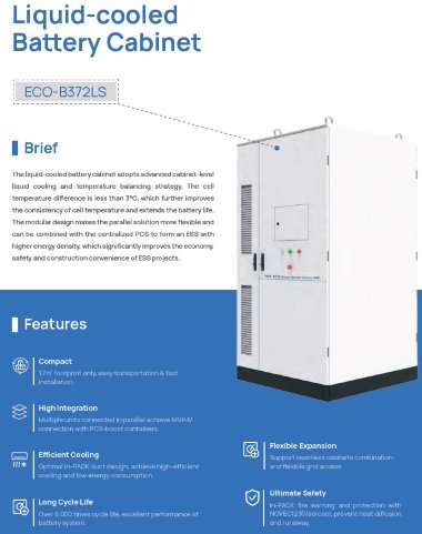 Armario de baterías refrigerado por líquido ECO B372LS LiFePO4 — BTS Engineering