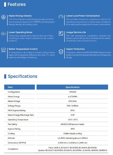 Contenedor de baterías refrigerado por líquido ECO B20FT4472LS LiFePO4 — BTS Engineering