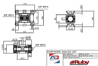 RUBY 010V-P-NTPT-F насос пневматический мембранный — BTS Engineering