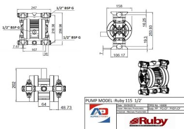 RUBY 115V-P-TVT-T насос пневматический мембранный — BTS Engineering