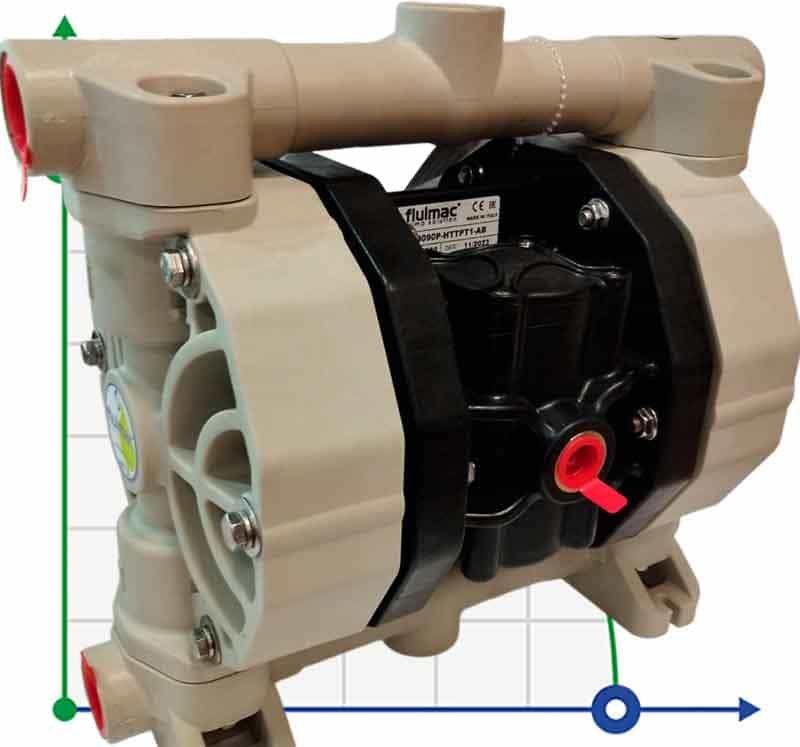 Bomba neumática de membrana PHOENIX P90 PP HYTREL+PTFE, 100 l/min para ácido sulfúrico фото 1 — BTS Engineering