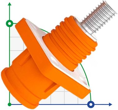 JC-CN06-S-01-LD, conector hembra de 120 A y 1000 V CC para sistemas de almacenamiento de energía tipo tornillo, naranja — BTS Engineering