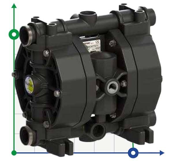 Bomba neumática de membrana para ácido sulfúrico PHOENIX P90 PVDF SANTOPRENE+PTFE, 100 l/min фото 1 — BTS Engineering