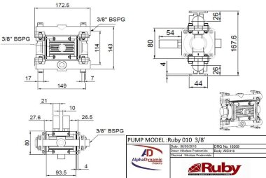 RUBY 010S-P-NTSS-T Pneumatische Membranpumpe — BTS Engineering