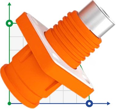 JC-CN06-S-01-LM, conector hembra de CC de 100 A y 1000 V para sistemas de almacenamiento de energía tipo tuerca, naranja — BTS Engineering
