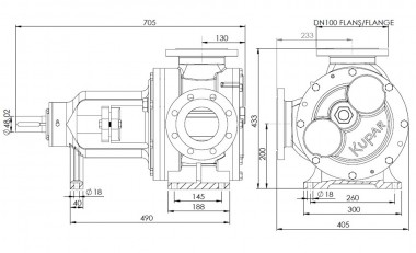 Насос для вязких химических продуктов Kupar KIP 4 дюйма-C, AISI 316, 18-95 м3/ч нержавейка — BTS Engineering