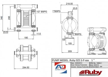 RUBY 025S-P-TST-T Pneumatische Membranpumpe — BTS Engineering