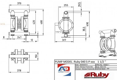 RUBY 040S-P-TST-T  pompa membranowa pneumatyczny — BTS Engineering