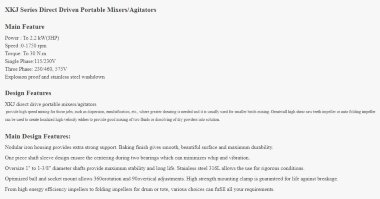 Переносна мішалка міксер GREATWALL MIXERS з прямим приводом серії XKJ потужністю до 2,2 кВт  0~1750 об/хв — BTS Engineering