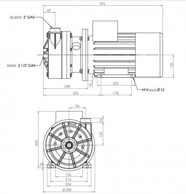 Горизонтальный центробежный насос МВ 80 PVDF TL-VITON — BTS Engineering