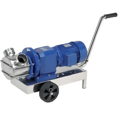 Impellerpumpe zum Fördern von Honig, Flüssigzucker und Sirup LIVERANI RID MAXI 80 NR TF 4,0kW, 600U/min, 380V mit Getriebe, auf einem Fahrgestell — BTS Engineering