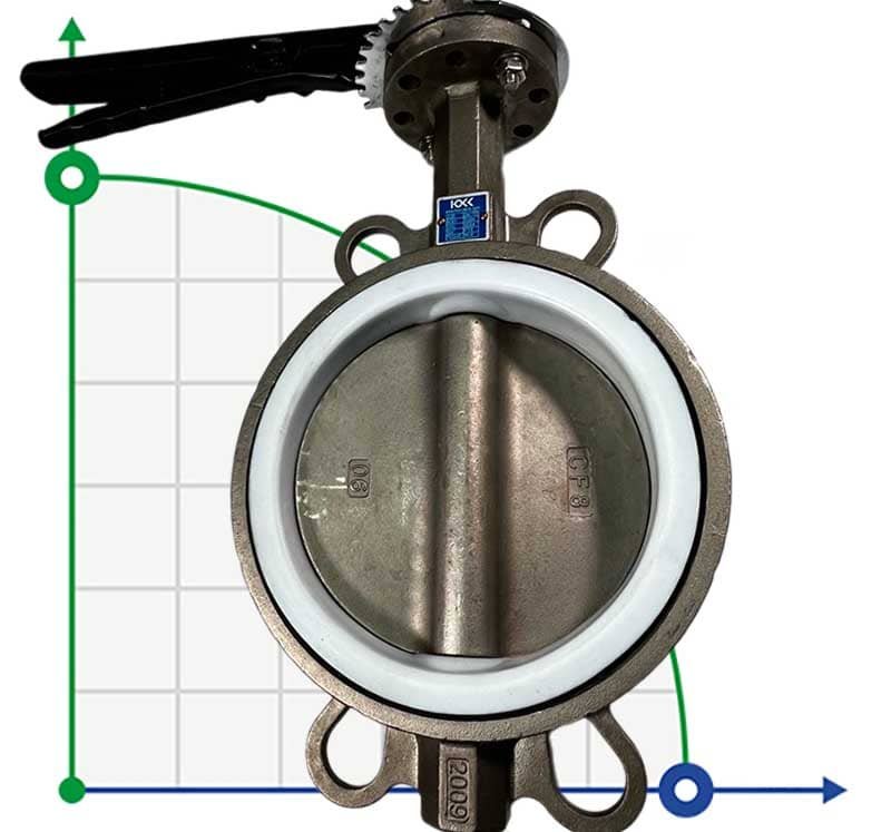PN16 DN150 Zawór Motylkowy, korpus i tarcza wykonane ze stali nierdzewnej AISI 304, gniazdo PTFE фото 1 — BTS Engineering