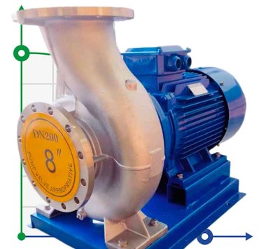 TKHW 200/280-37/4 (360/23), 37 kW, AISI 304, 1480 bomba horizontal de acero inoxidable — BTS Engineering