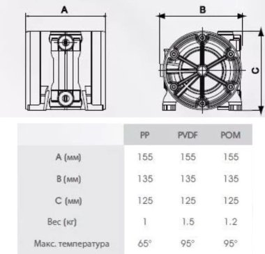 Pneumatic Diaphragm Pump PHOENIX 20-PP 3/8, P20P-HTTPV1 — BTS Engineering