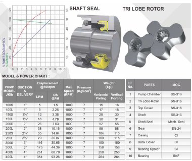 Drehkolbenpumpe JKLB 250L 2 1/2 Zoll, 4,7 m3/h, AISI 316 für Schokolade — BTS Engineering