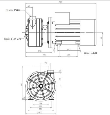 Горизонтальный центробежный насос МВ 80, ПП, EPDM, B — BTS Engineering