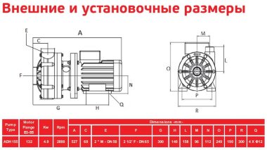 ADH 155 PP/A/7.5HP/TF/2800/BSP - горизонтальный центробежный насос — BTS Engineering