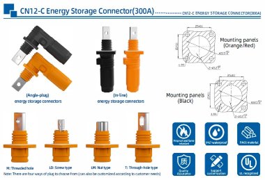 JC-CN12-SC-01-LM, 300A, 1500V CC conector hembra para sistemas de almacenamiento de energía tipo tuerca, naranja — BTS Engineering